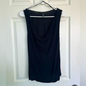 Black swoop neck tank top
